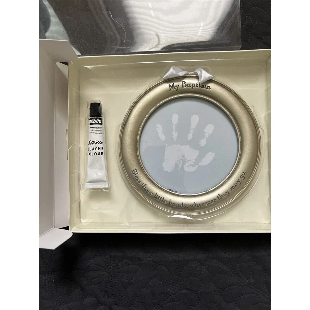 Hallmark Baptism Handprint Frame Bless These Little Hands Baby Print New In Pkg